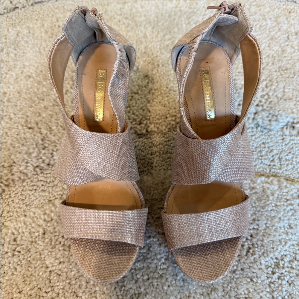 BCBGeneration Women's Tan Platform Wedges